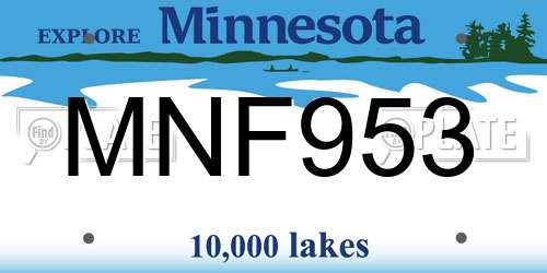 MNF953 Minnesota License Plate