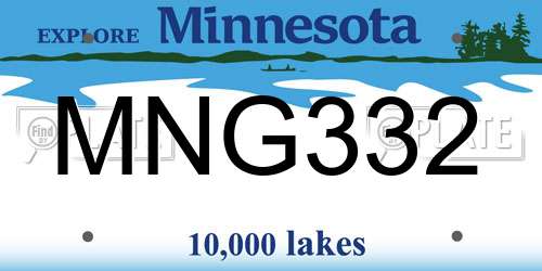 MNG332 Minnesota License Plate