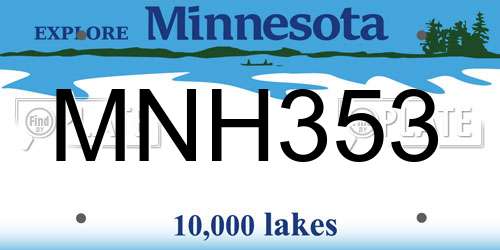 MNH353 Minnesota License Plate