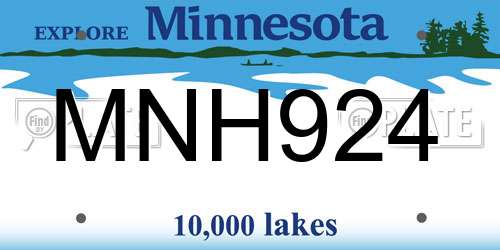 MNH924 Minnesota License Plate