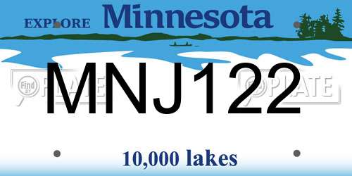 MNJ122 Minnesota License Plate