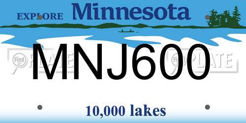 MNJ600 Minnesota License Plate