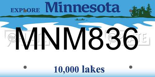 MNM836 Minnesota License Plate