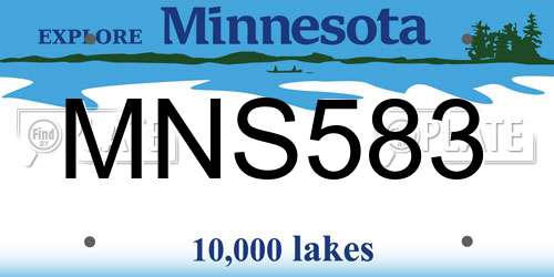 MNS583 Minnesota License Plate