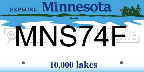 MNS74F Minnesota License Plate