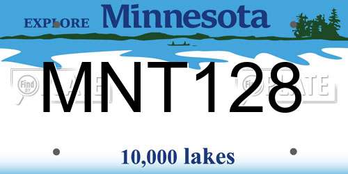 MNT128 Minnesota License Plate
