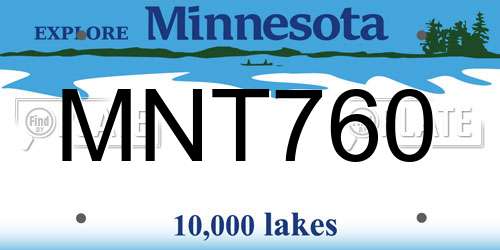 MNT760 Minnesota License Plate