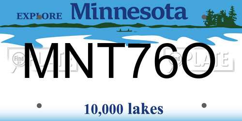 MNT76O Minnesota License Plate