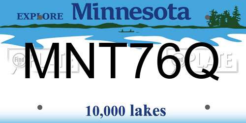 MNT76Q Minnesota License Plate