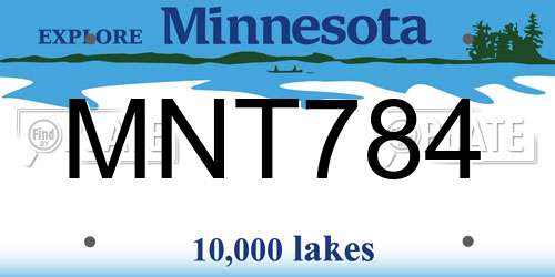 MNT784 Minnesota License Plate