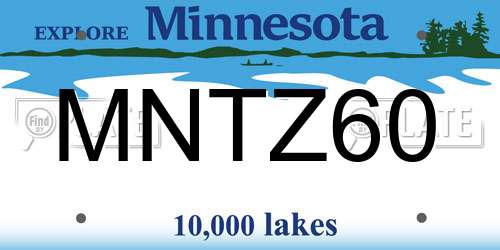 MNTZ60 Minnesota License Plate