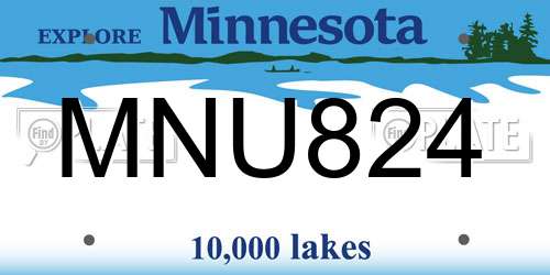 MNU824 Minnesota License Plate