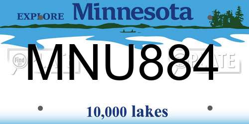 MNU884 Minnesota License Plate