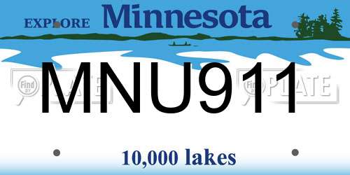 MNU911 Minnesota License Plate