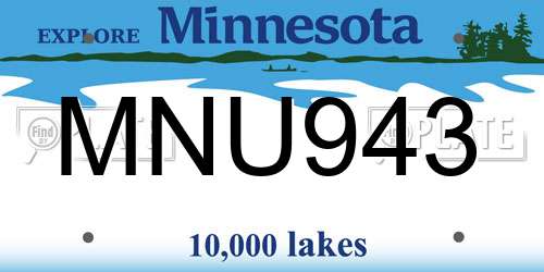 MNU943 Minnesota License Plate