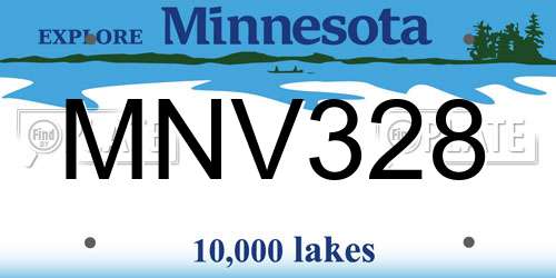 MNV328 Minnesota License Plate