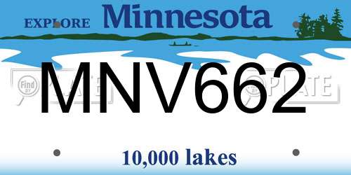 MNV662 Minnesota License Plate
