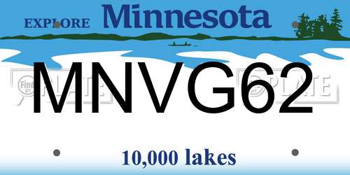 MNVG62 Minnesota License Plate