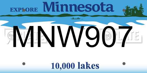 MNW907 Minnesota License Plate