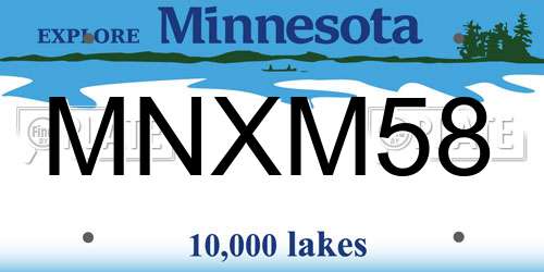 MNXM58 Minnesota License Plate