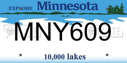 MNY609 Minnesota License Plate