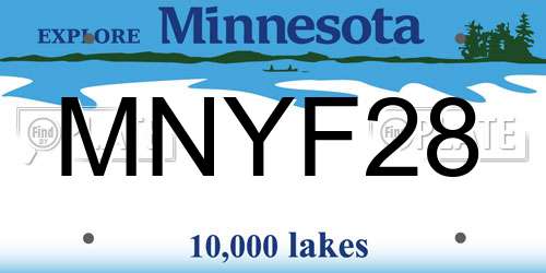 MNYF28 Minnesota License Plate
