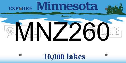 MNZ260 Minnesota License Plate