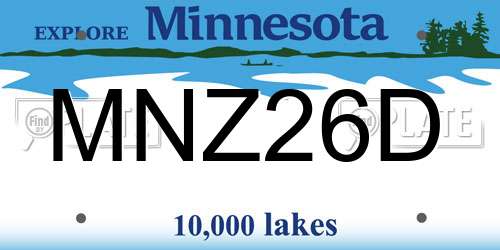 MNZ26D Minnesota License Plate