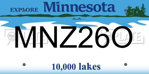 MNZ26O Minnesota License Plate