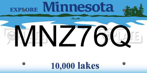 MNZ76Q Minnesota License Plate