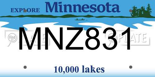 MNZ831 Minnesota License Plate