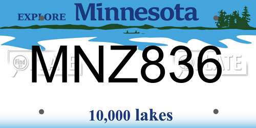 MNZ836 Minnesota License Plate