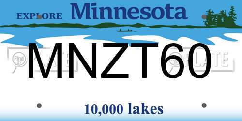 MNZT60 Minnesota License Plate