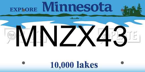 MNZX43 Minnesota License Plate