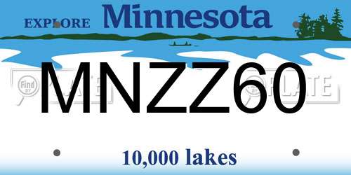 MNZZ60 Minnesota License Plate