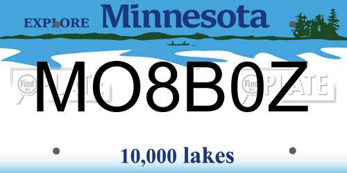 MO8B0Z Minnesota License Plate
