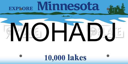 MOHADJ Minnesota License Plate