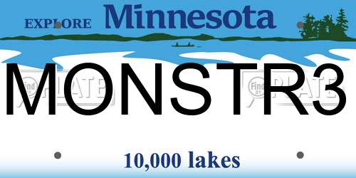 MONSTR3 Minnesota License Plate