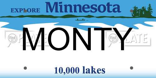 MONTY Minnesota License Plate