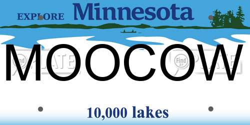 MOOCOW Minnesota License Plate