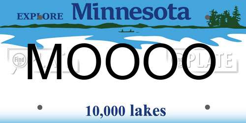 MOOOO Minnesota License Plate