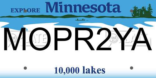 MOPR2YA Minnesota License Plate