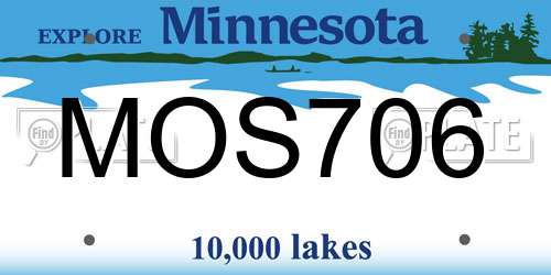 MOS706 Minnesota License Plate