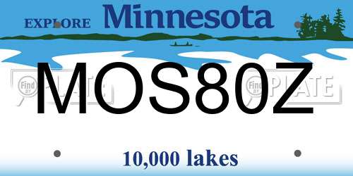 MOS80Z Minnesota License Plate