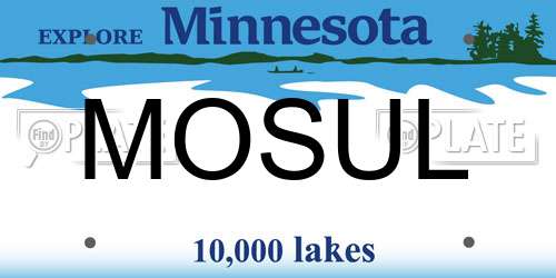 MOSUL Minnesota License Plate
