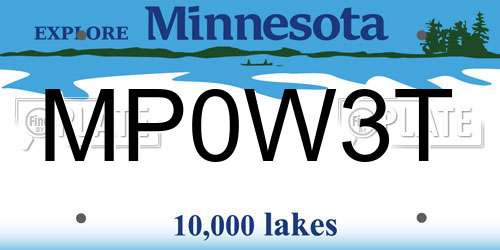 MP0W3T Minnesota License Plate