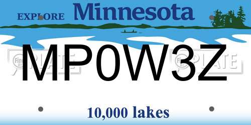 MP0W3Z Minnesota License Plate