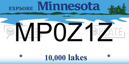 MP0Z1Z Minnesota License Plate