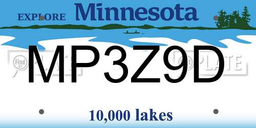 MP3Z9D Minnesota License Plate