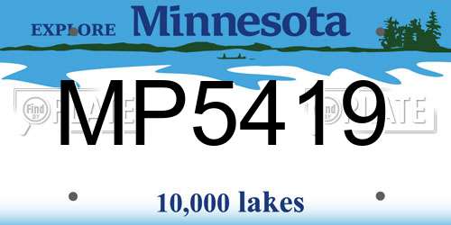 MP5419 Minnesota License Plate